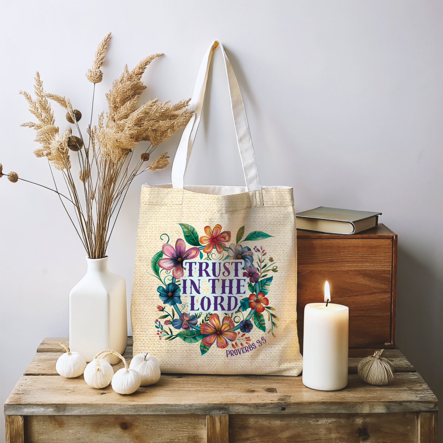 Trust in the Lord Tote Bag, Christian Merch, Gifts of the Holy Spirit, Travel Bag, Bible Bag, Book Bag, Getaway Bag, Secret Santa Gift, Gift for Church People