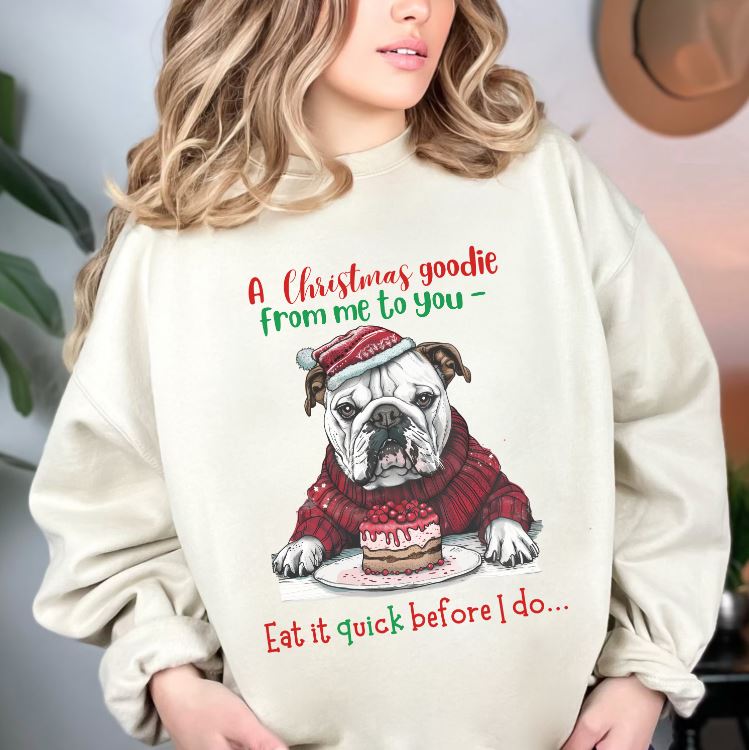 Cute Bulldog Christmas Sweatshirt, Unisex Heavy Blend™ Crewneck, Dog People or Veterinarian Gift, Dog Christmas Shirt, Cute Gift From Dog