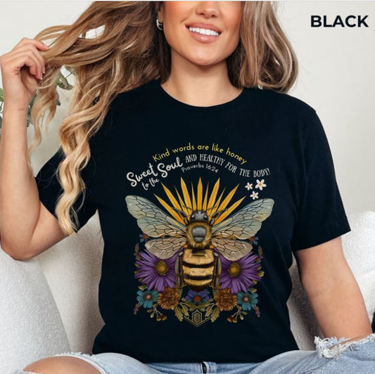 Kind Words are Like Honey T-Shirt - Unisex Jersey Short Sleeve Tee, Religious Apparel, Scriptural T-Shirt, Christian Tee, Church Gift, Jesus Apparel