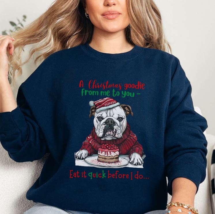 Cute Bulldog Christmas Sweatshirt, Unisex Heavy Blend™ Crewneck, Dog People or Veterinarian Gift, Dog Christmas Shirt, Cute Gift From Dog