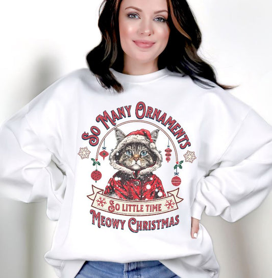 Meowy Christmas Cat Sweatshirt, Unisex Heavy Blend™ Crewneck, Cat Themed Gifts, Funny Cat Shirt, Cool Cat Sweater, Cat Mom Sweatshirt
