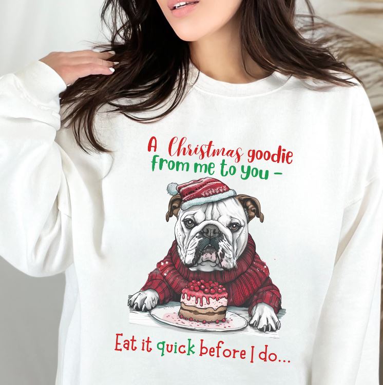 Cute Bulldog Christmas Sweatshirt, Unisex Heavy Blend™ Crewneck, Dog People or Veterinarian Gift, Dog Christmas Shirt, Cute Gift From Dog