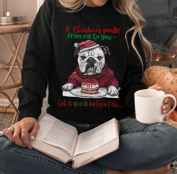 Cute Bulldog Christmas Sweatshirt, Unisex Heavy Blend™ Crewneck, Dog People or Veterinarian Gift, Dog Christmas Shirt, Cute Gift From Dog