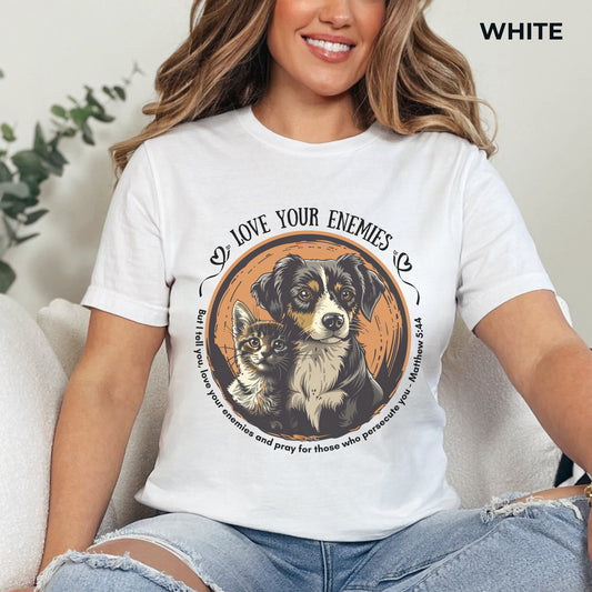 Love Your Enemies T-Shirt - Unisex Jersey Short Sleeve Tee, Religious Apparel, Scriptural T-Shirt, Christian Tee, Inspirational T-shirt, Christian Merch, Gift for Church Friend