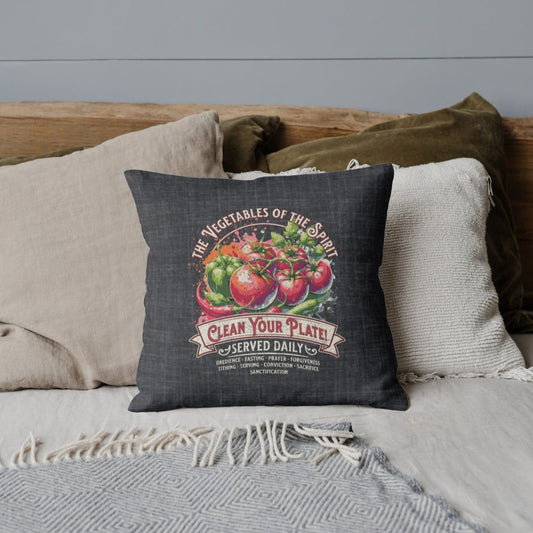 Vegetables of the Spirit Spun Polyester Square Pillow, Humorous Christian Throw Pillow, Christian Home Décor Gifts, Faith Based Décor, Bible Verse Décor, Gift for Church Member