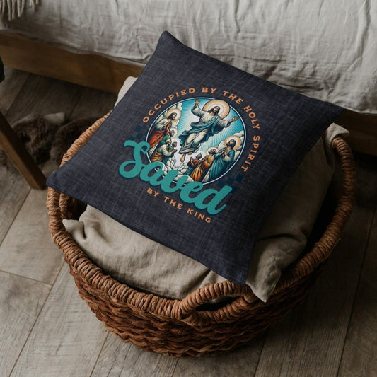 Occupied by the Holy Spirit Pillow, Spun Polyester Square, Humorous Christian Throw Pillow, Christian Home Décor Gifts, Faith Based Décor, Bible Verse Décor, Gift for Church Member